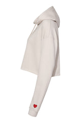 Embroidered Heart Cropped Hoodie