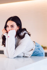 Embroidered Heart Cropped Hoodie