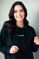 Embroidered Keep Smiling Boyfriend Hoodie