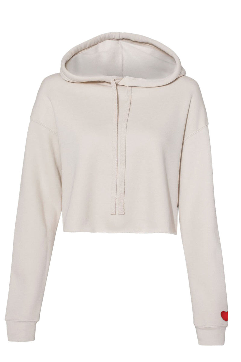 Embroidered Heart Cropped Hoodie